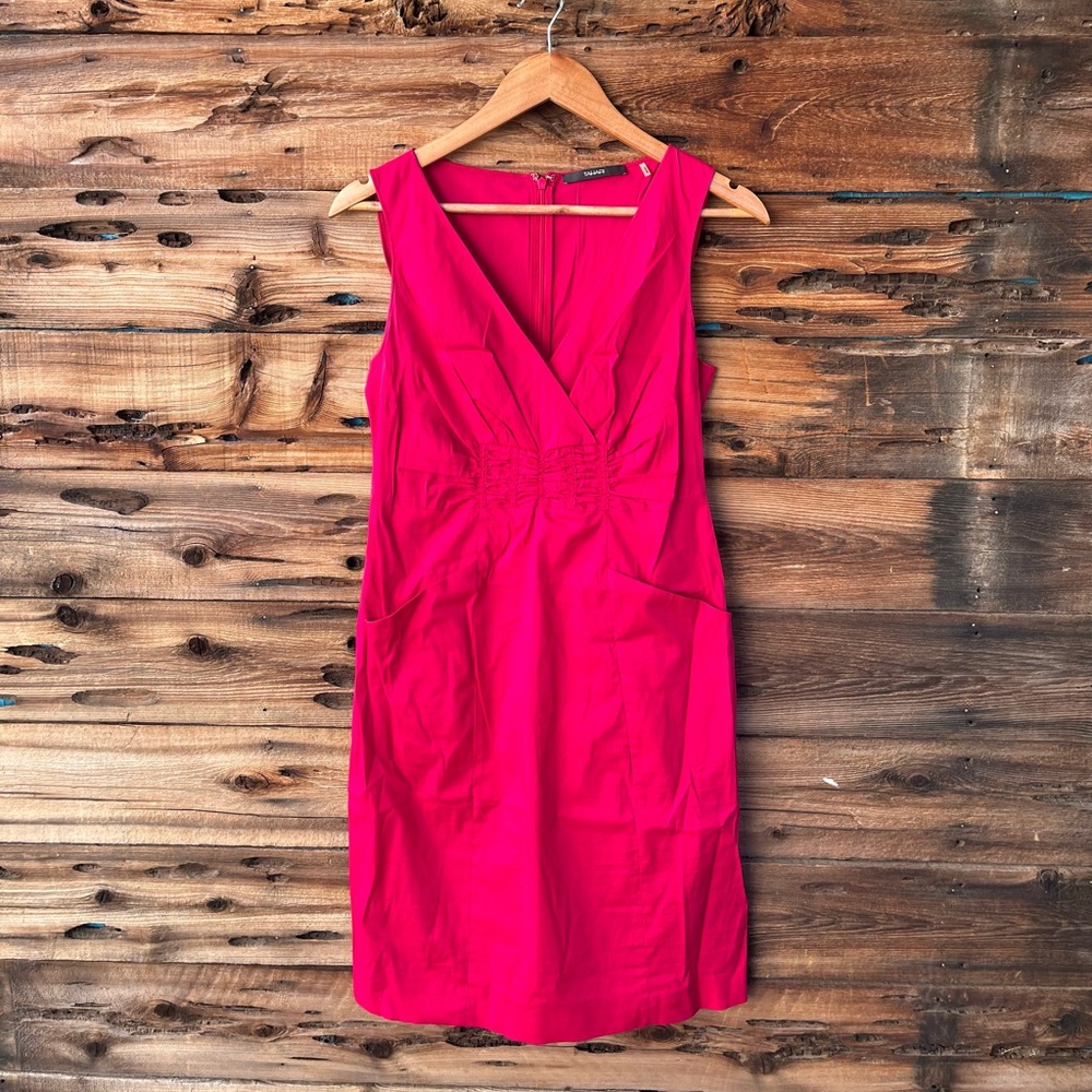 TAHARI | Women's Fuchsia Sleeveless V-Neck Dress 8